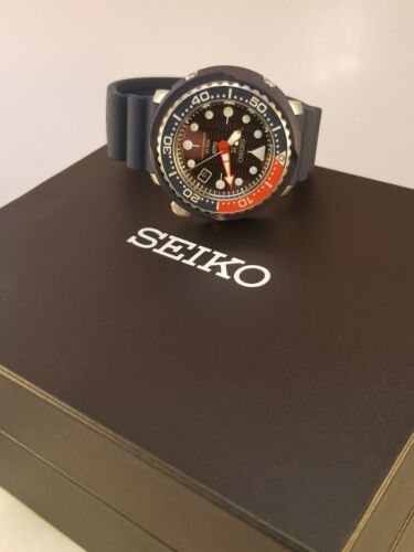 SEIKO ProspeX PADI Solar Tuna Diver Watch Rubber V157 Pepsi Blue Red