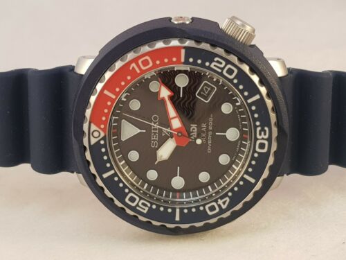 SEIKO ProspeX PADI Solar Tuna Diver Watch Rubber V157 Pepsi Blue Red