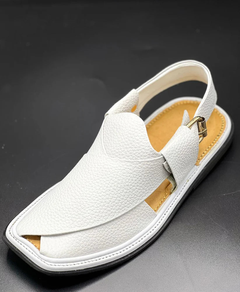 Smart Zalmi White Dotted Peshawari Chappal