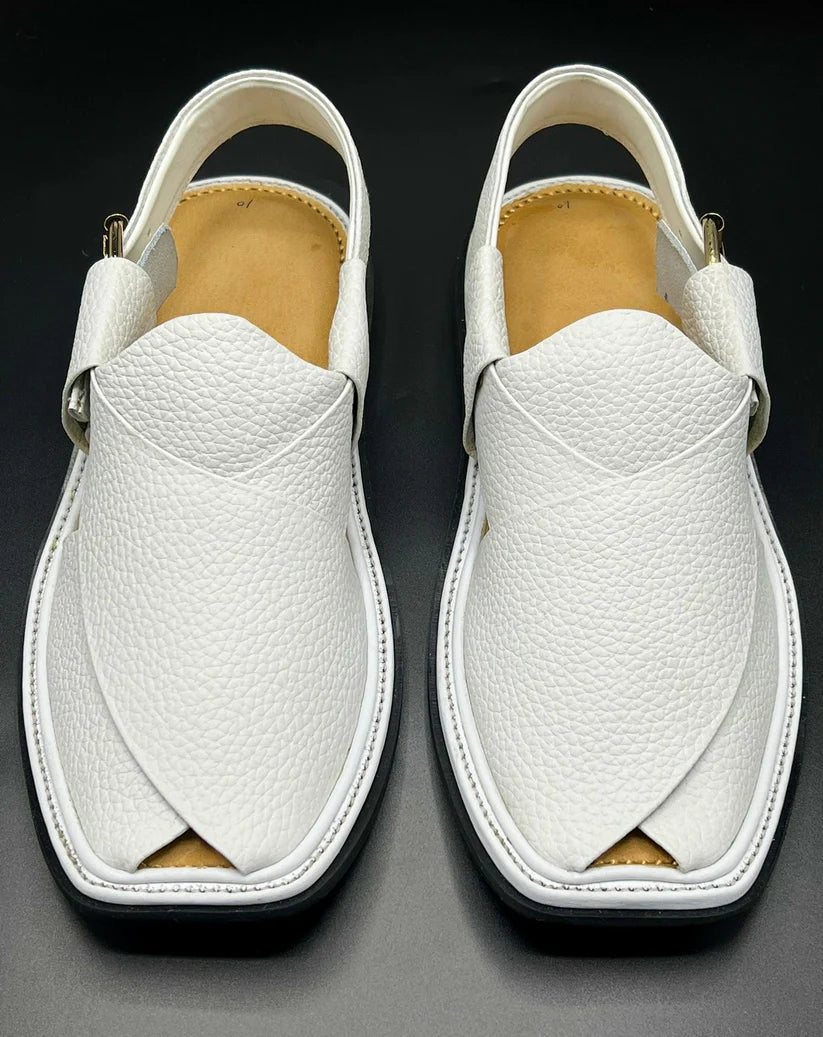 Smart Zalmi White Dotted Peshawari Chappal