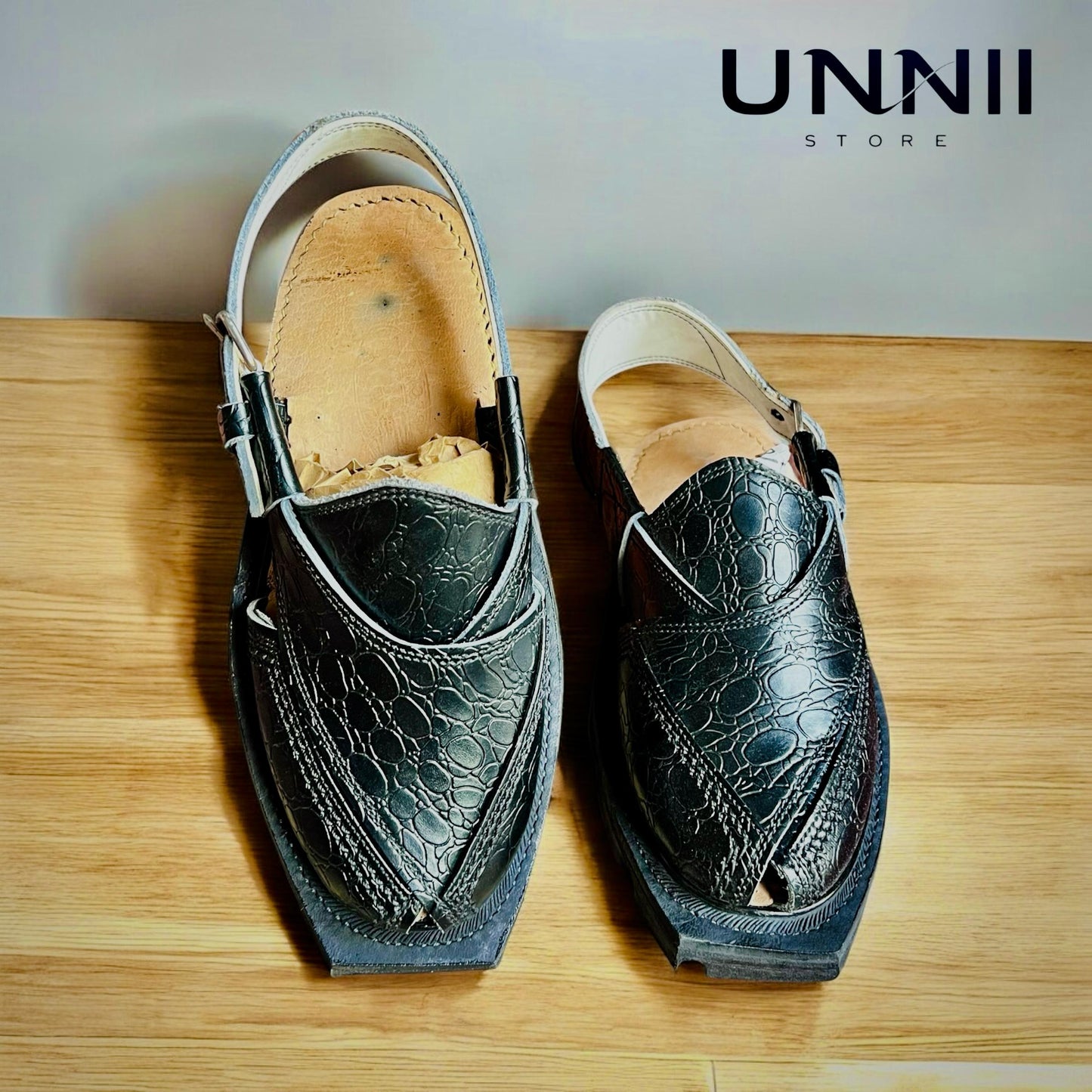 Double Sole Dotted Black Norozi Chappal