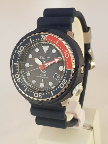 SEIKO ProspeX  PADI Solar Tuna Diver Watch Rubber V157 Pepsi Blue Red