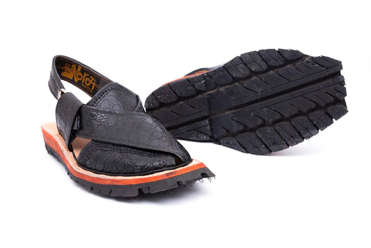 Double Sole Dotted Black Norozi Chappal