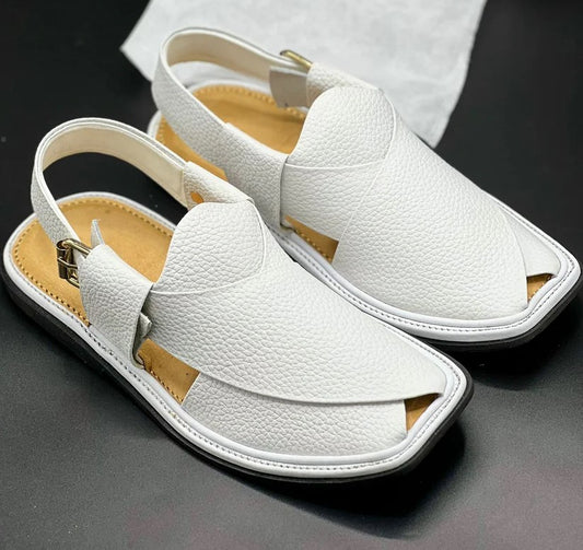Smart Zalmi White Dotted Peshawari Chappal