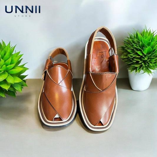 Peshawari hand made chappal – charsadda chappal – Brown And Black For Kids
